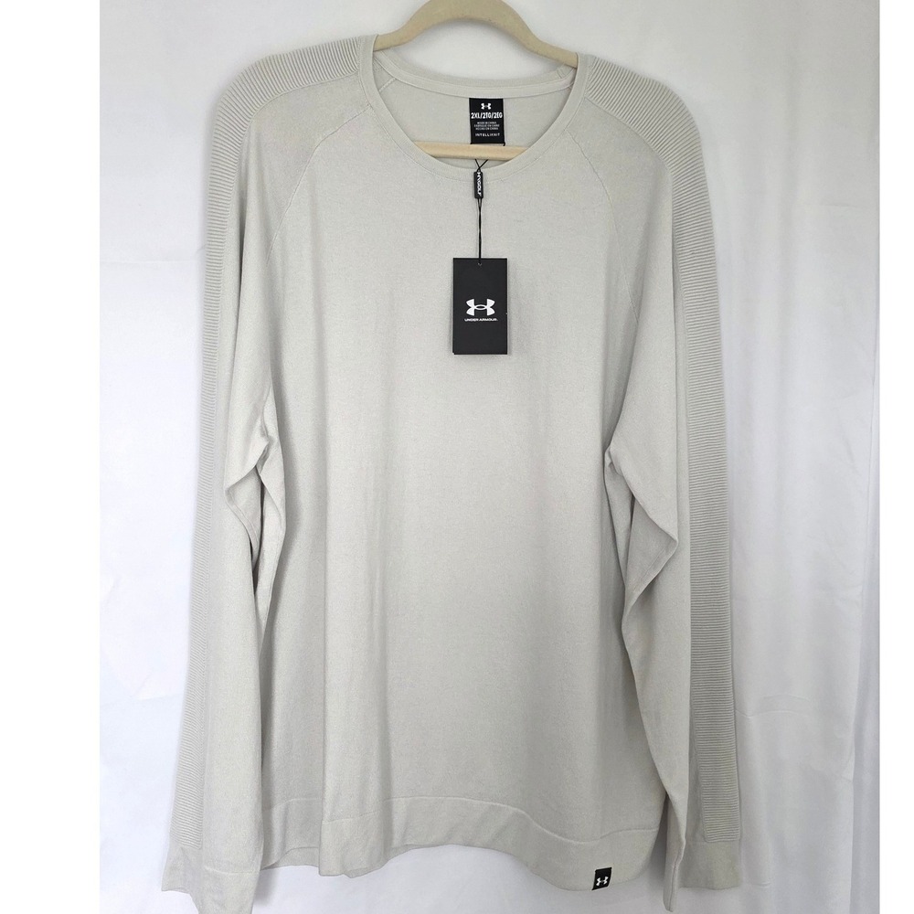 Under Armour Wool Blend Golf Crewneck Sweater Mens IntelliKnit 2XL Gray New Fall